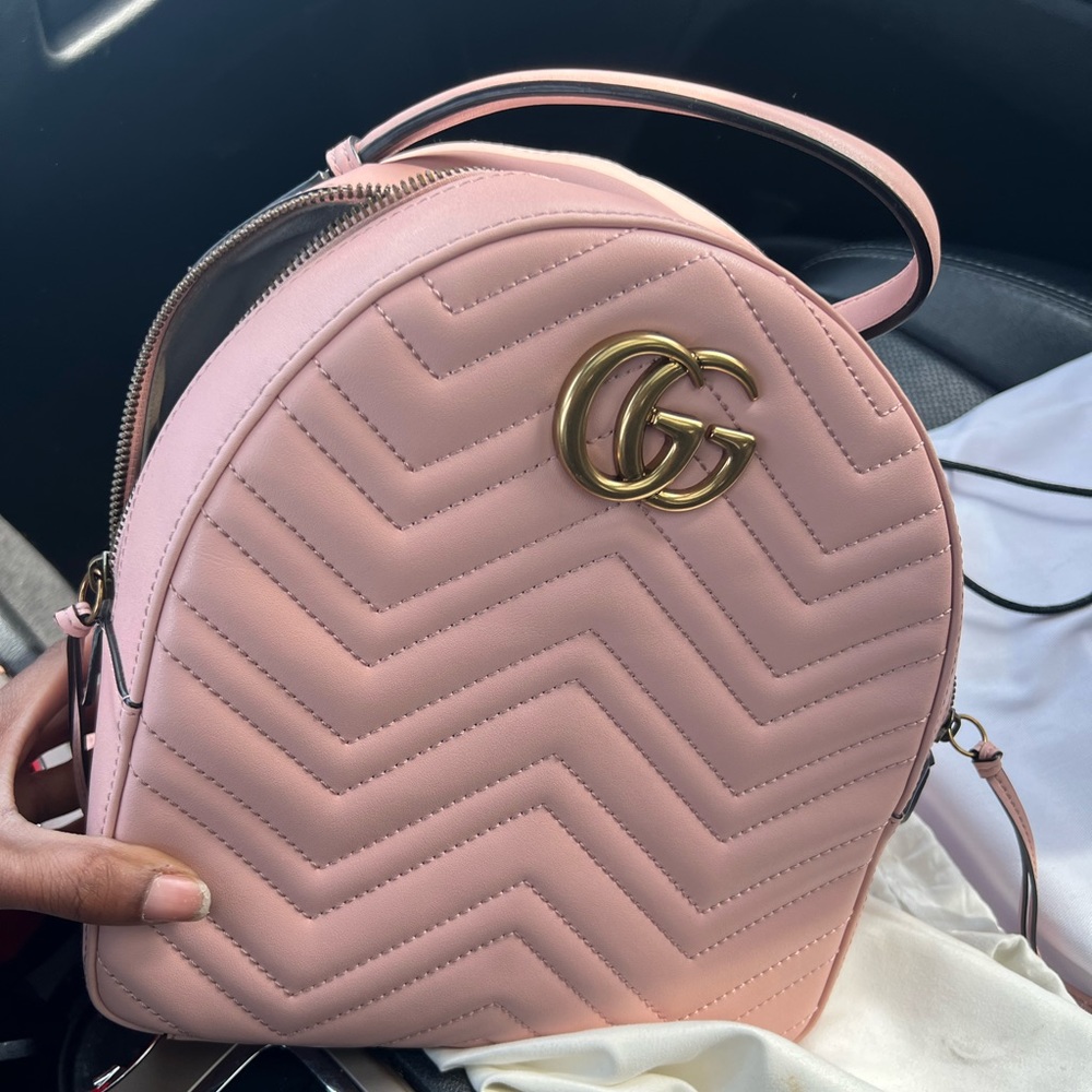 Pink Gucci GG Marmont Matelasse Backpack